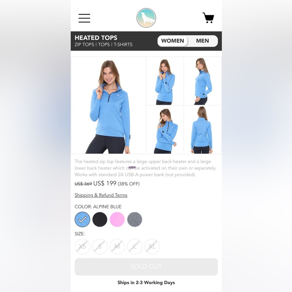 Polar Seal Heated Zip Up Top